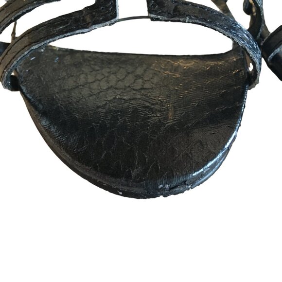 Heels Sandals Black Snake Leather Emmanuelle Art Deco Adrianna Papell Women’s 7 - Picture 4 of 11